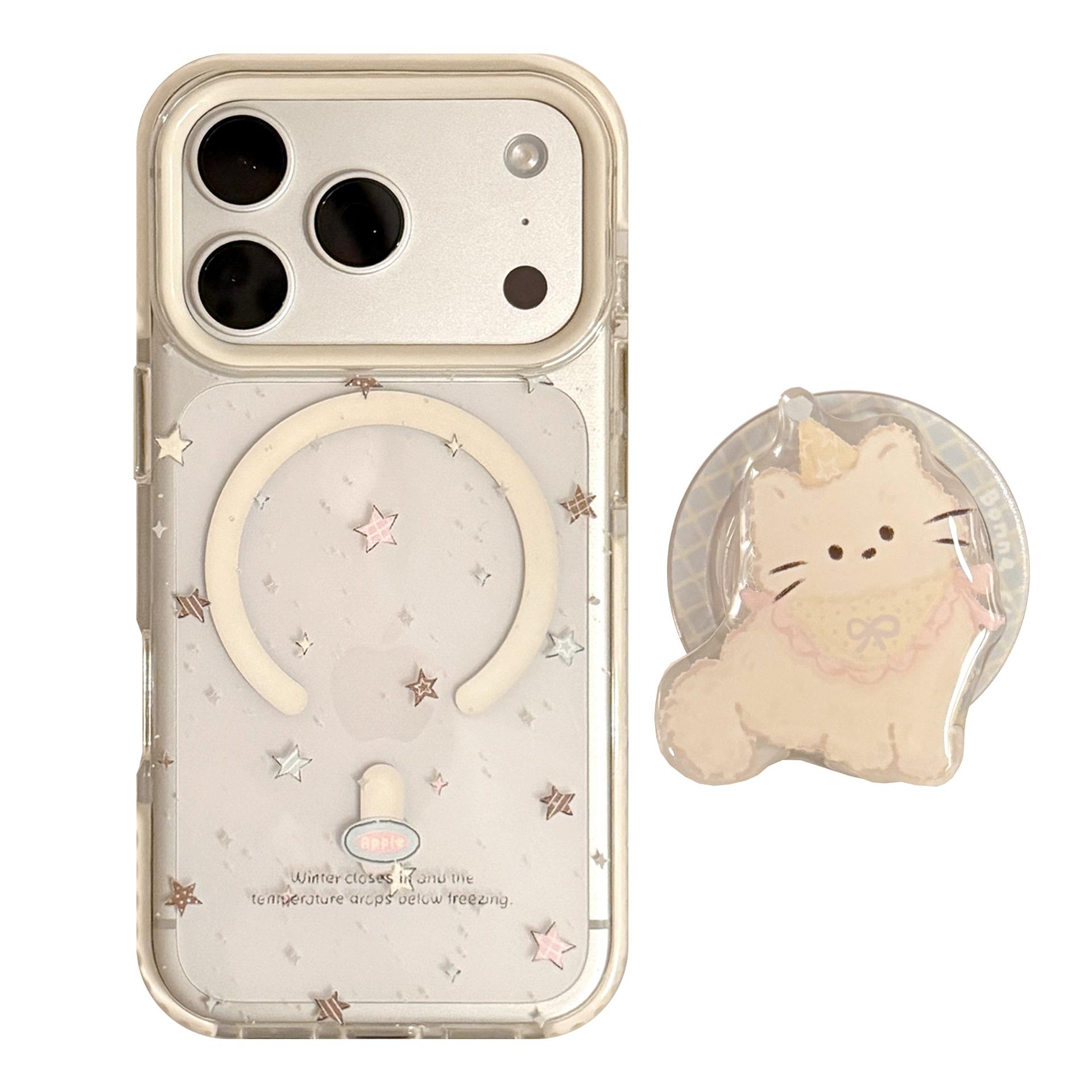 

Cute Cat Magnetic Phone Case for iPhone 16, iPhone 17, and iPhone 17 Pro Max iPhone 17 Pro Max білий