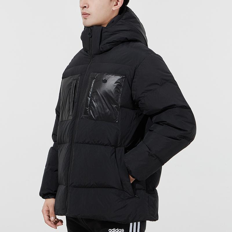 Adidas Originals Solid Color Hooded Down Jacket Winter Men Outerwear Black H13564