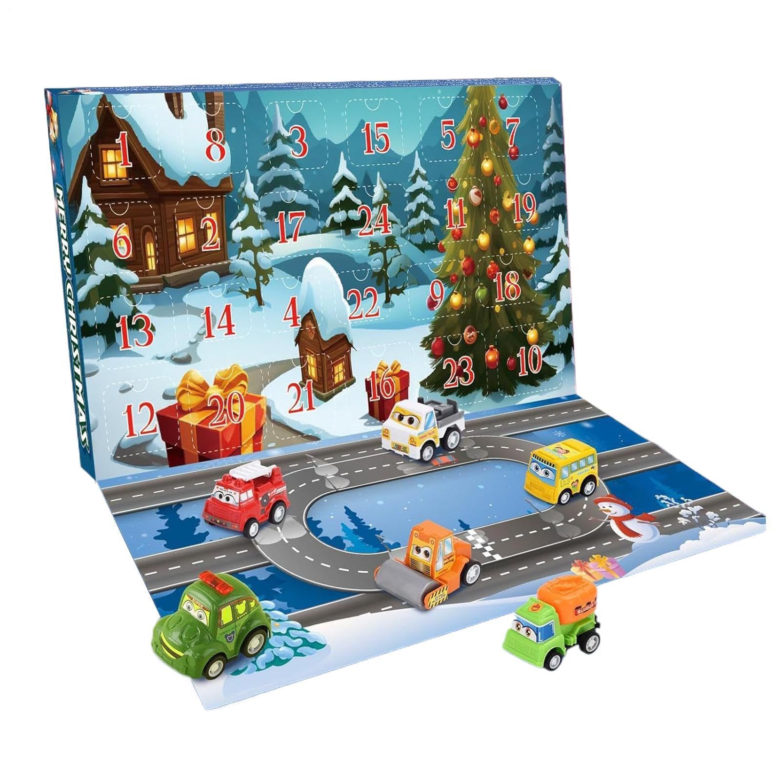 

2025 Christmas Advent Calendar | 2025 Advent Calendar with Pull-Back Cars - Vehicle Model Toy Tabletop Ornament for Boys and Girls, Toddlers, Girls, K