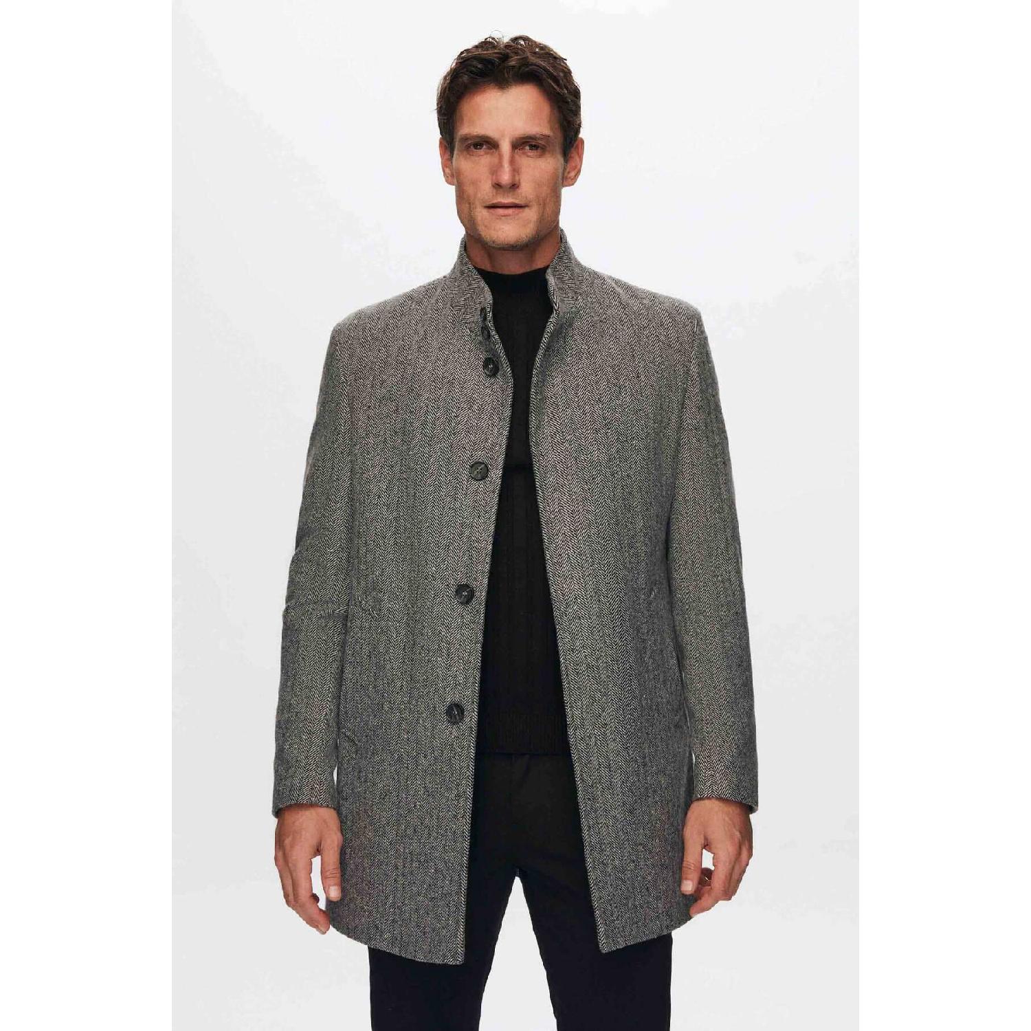 

Regular Fit Gray Herringbone Collar Coat 48 серый