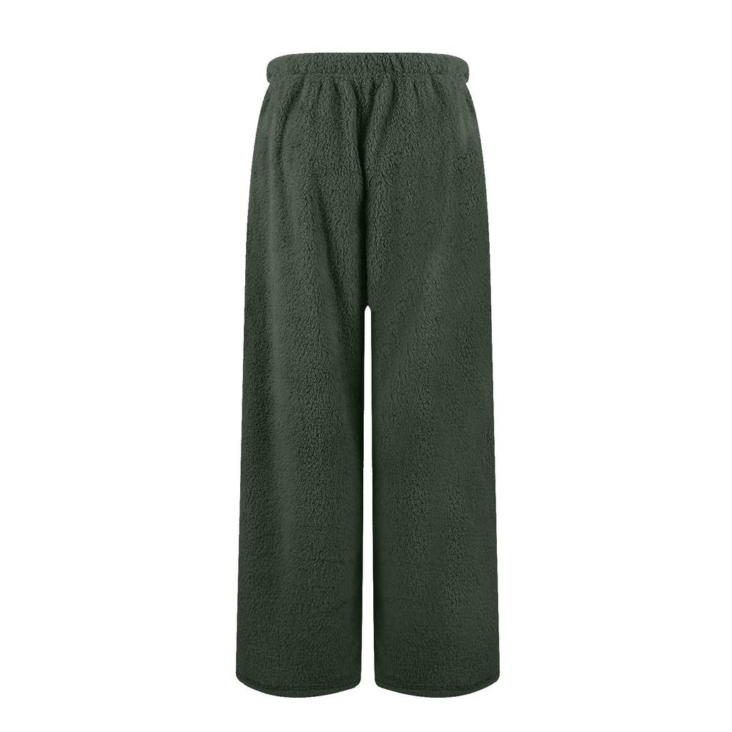 Women's Solid Color Fashion Plush Casual Pants Loose Plush Thermal Pants
