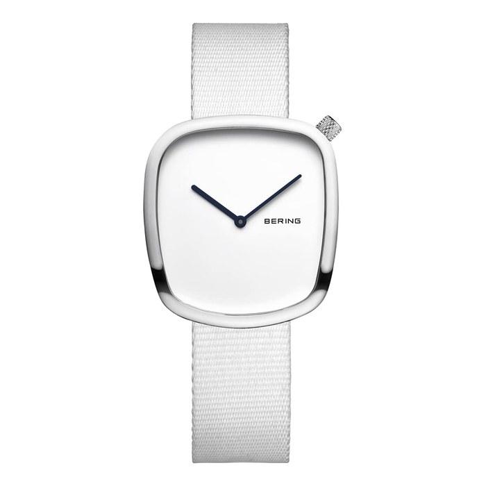BERING Pebble Watch 18034-007 - White Mesh Stainless Steel - Sapphire Crystal