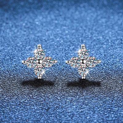 0.8ct D Color Moissanite Stud Earrings For Women Top Quality 100% 925 Silver Sparkling Wedding Jewelry