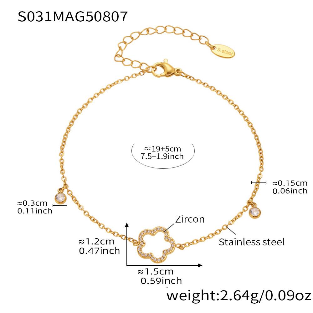 Exquisite Openwork Floral Anklet | 18K Gold Plated Zirconia Tassel Anklet fashion