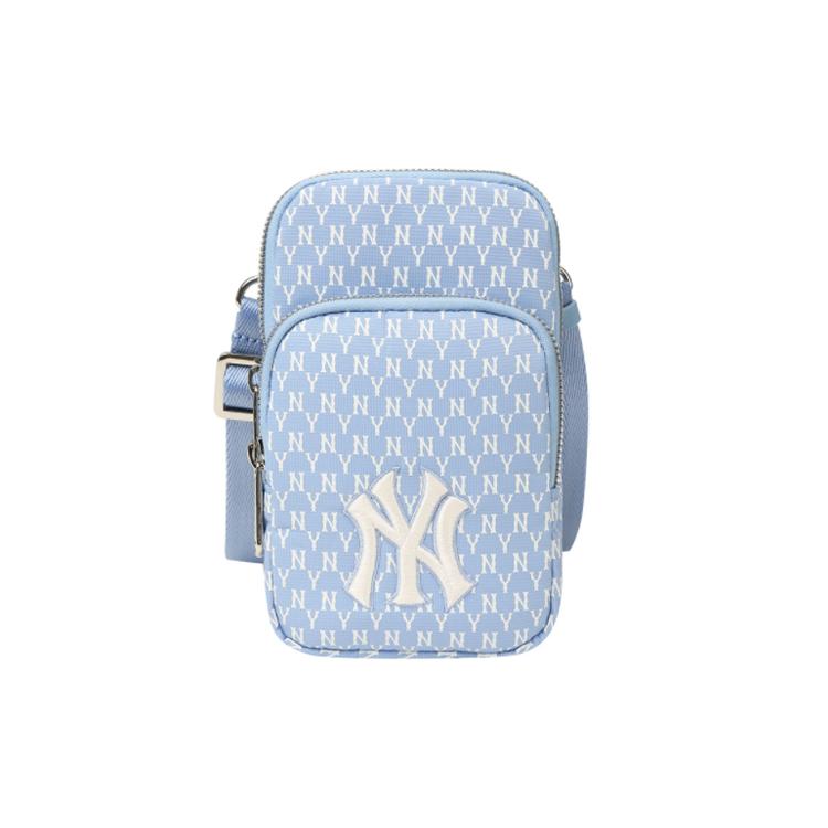 New MLB Monogram Collection Polyester Cell Phone Pouch, Shoulder Bag, Crossbody Bag Mini Unisex Sky Blue 32BGDK111-50S