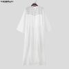INCERUN Men Long Sleeve Open Front Tassel Rivet Patchwork Long Cardigan Tops