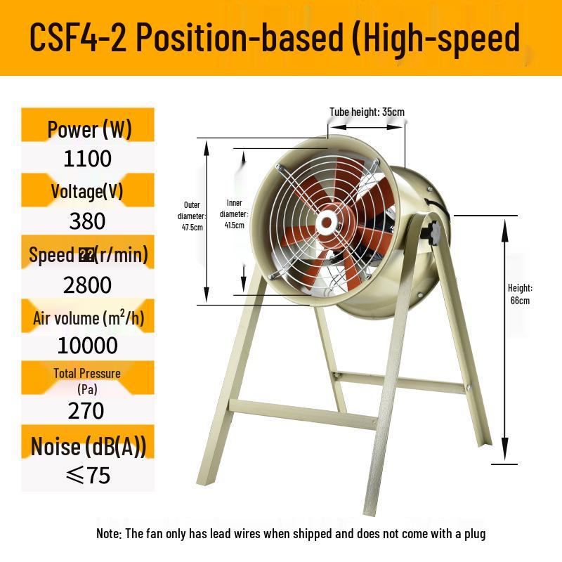 High-Temperature Axial Flow Kitchen Ventilation Fan, 380V/220V Industrial Exhaust, Silent Duct Type