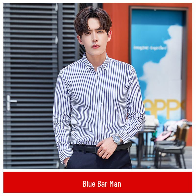 

Женская синяя полосатая профессиональная рубашка с длинным рукавом и вышитым логотипом 5XL