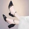 Border Trade High Heel Single Shoes Women's New Summer Baotou Hollow Thick Heel One-word Buckle High Heel Sandals Women