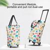 Grocery Cart with Wheels Collapsible Rolling Shopping Cart 2-in-1 Folding Design Portable Bag Waterproof Stair Climbing Telescoping Trolley Tote Bag