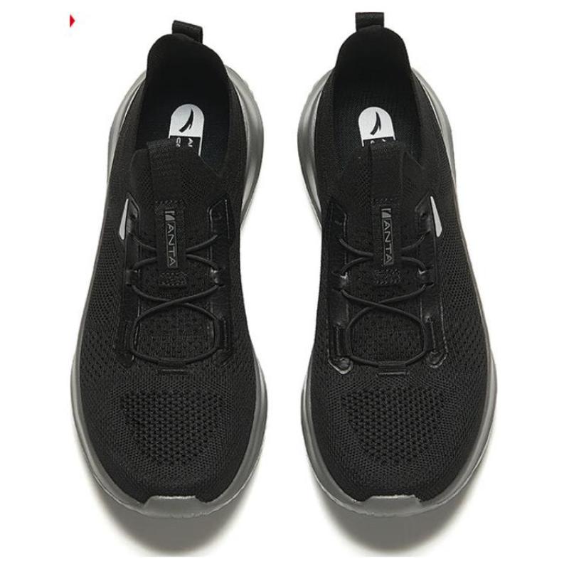 Anta Cushioned Slip-Resistant Low-Top Running Shoes Men's Basic Black Sneakers 112437701-1
