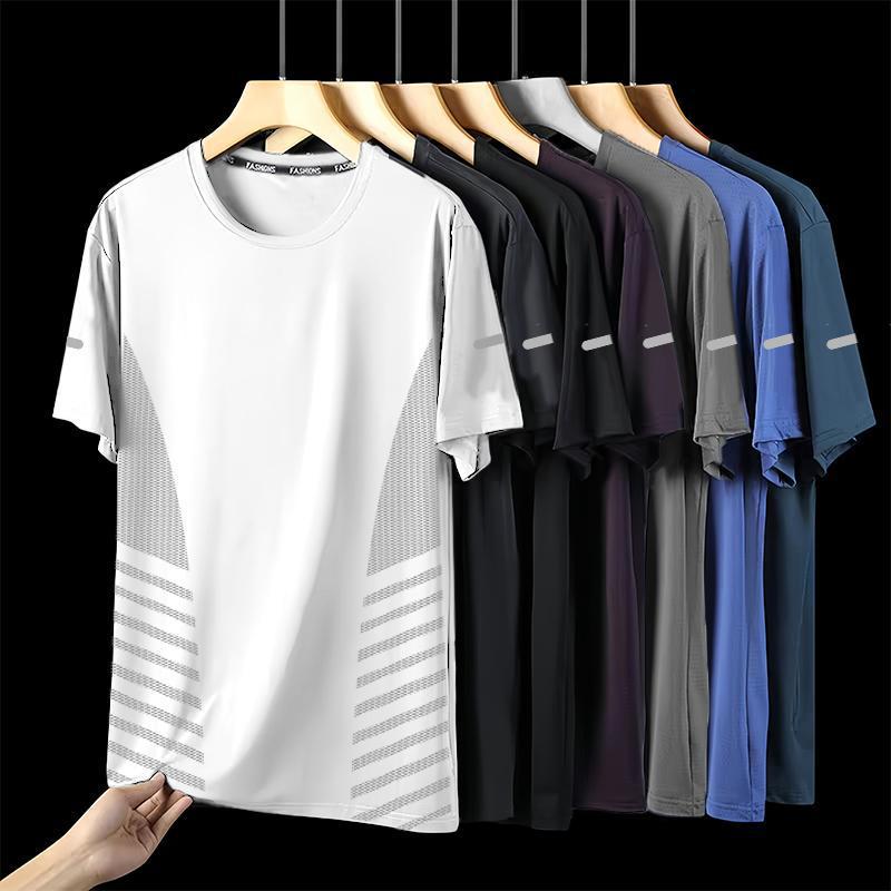 2025 Men's Trendy Ice Silk Loose Round Neck Short Sleeve T-shirt