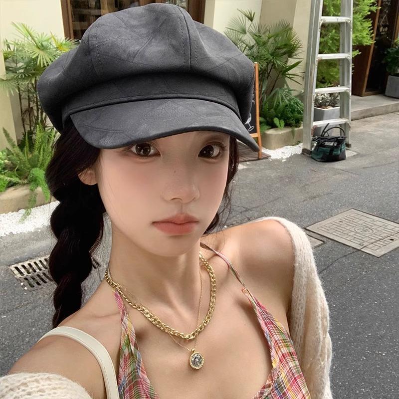Duck Tongue Beret Women's Autumn and Winter Japanese Big Head Versatile Octagonal Hat Korean Style Face Showing Little Painter Hat