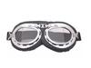 Retro Silver Frame Harley Motorcycle Goggles - Foldable Windproof Antique Bronze Design for Karting