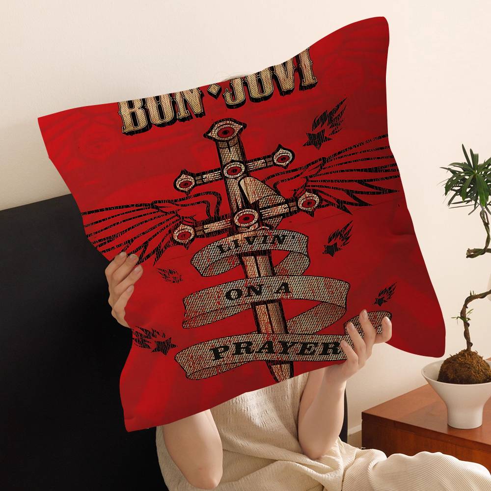 Hot Rock Band B-Bon Jovies Cushion Cover Pillow Cover Decor Pillowcase Printed Cushion Case For Couch