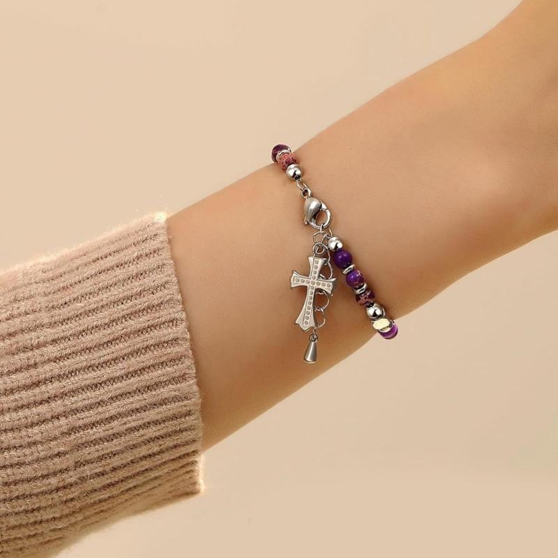 Steinarmband Natürliches Steinarmband Religiöses Perlenarmband Armschmuck Party-Accessoire Geeignet für Alltagsoutfits