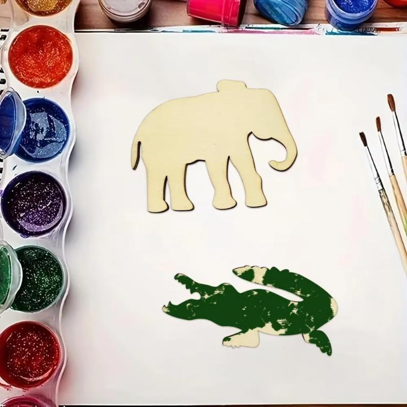 24pcs unfinished animal wood slices - for painting wooden wildlife hanging decorations or DIY gift tags