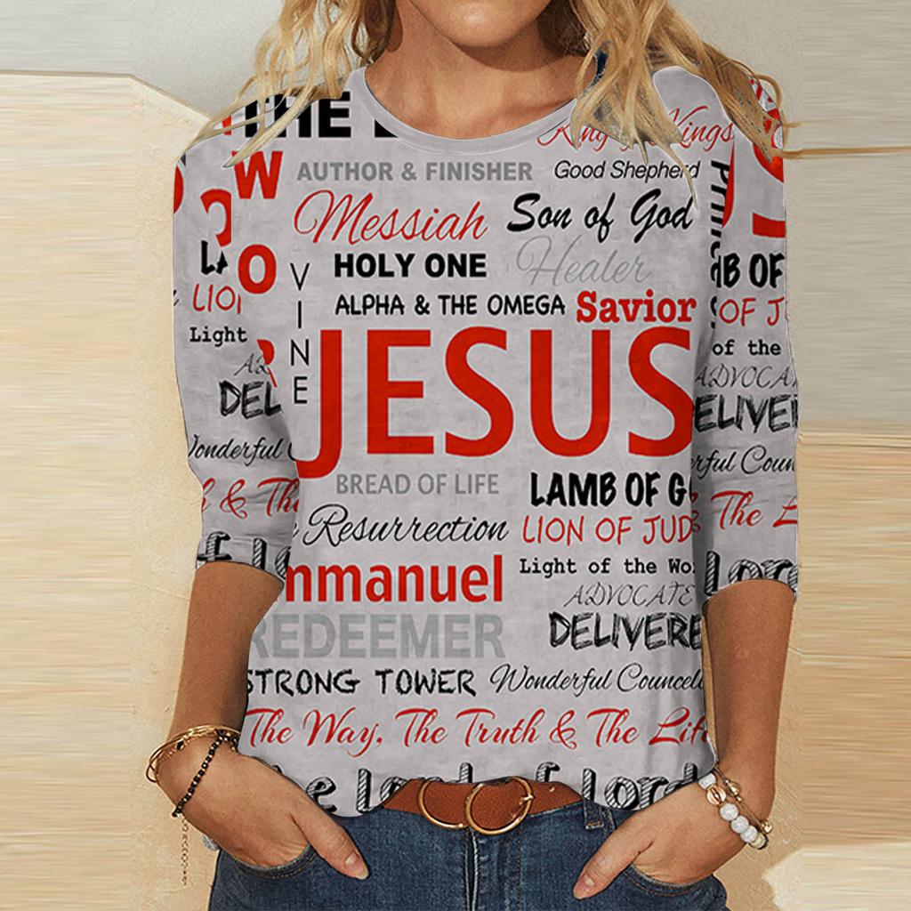 Rundhals 3D Kreative Buchstaben Elemente Bedrucktes Top Modische Lässige Langarm Damen T-Shirts