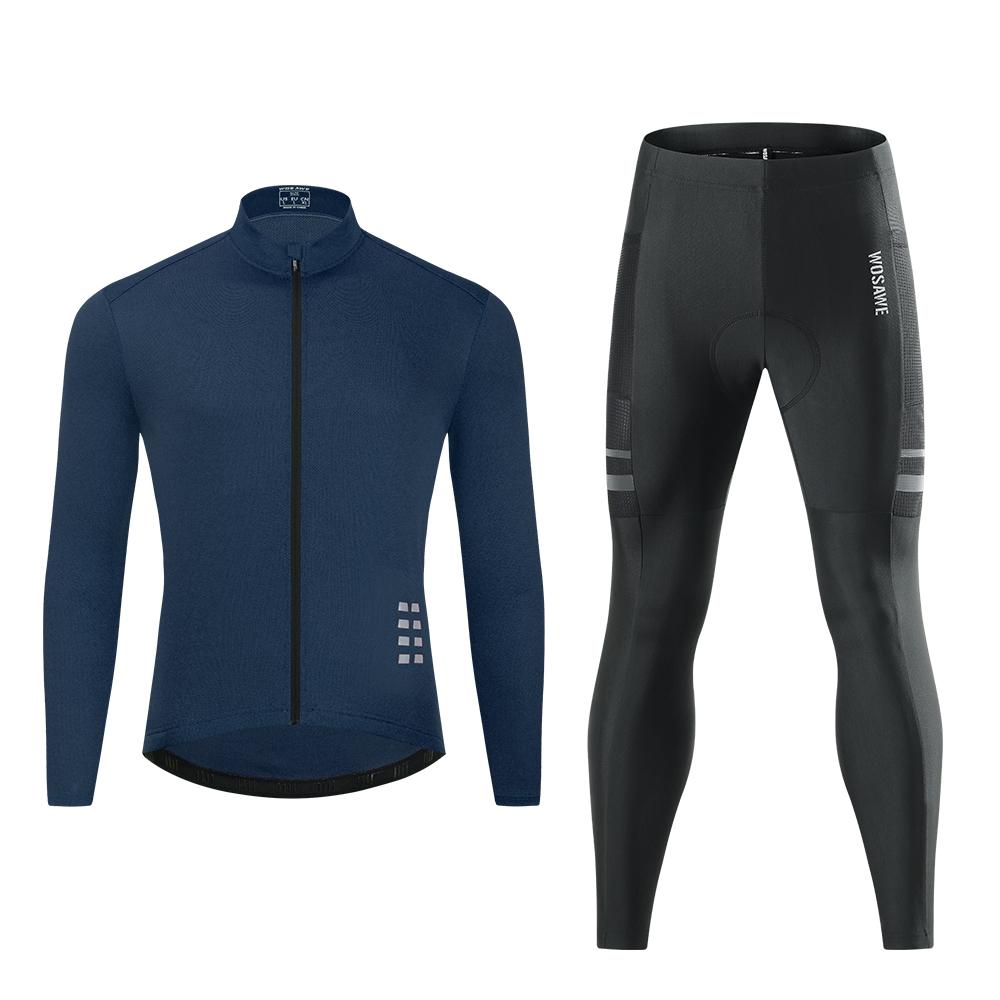 Cycling Sets WOSAWE Mens Long Sleeve Jersey Gel Padded Pants Road Bike Outfits