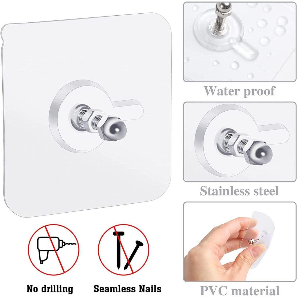 Adhesive Screw Hooks for Wall Without Drilling, 10 Pack Adhesive Screw Hooks for Wall Heavy Duty Strong Nail Free Hanging, Kitchen Accessories Items