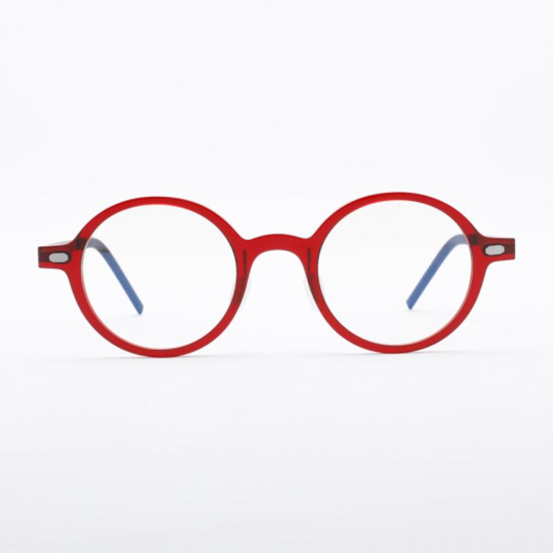Aloeyewear [ALOXROUNZ] The Air ARA5103 C4 Ultra-light Round Oversized Transparent Red Glasses Frame