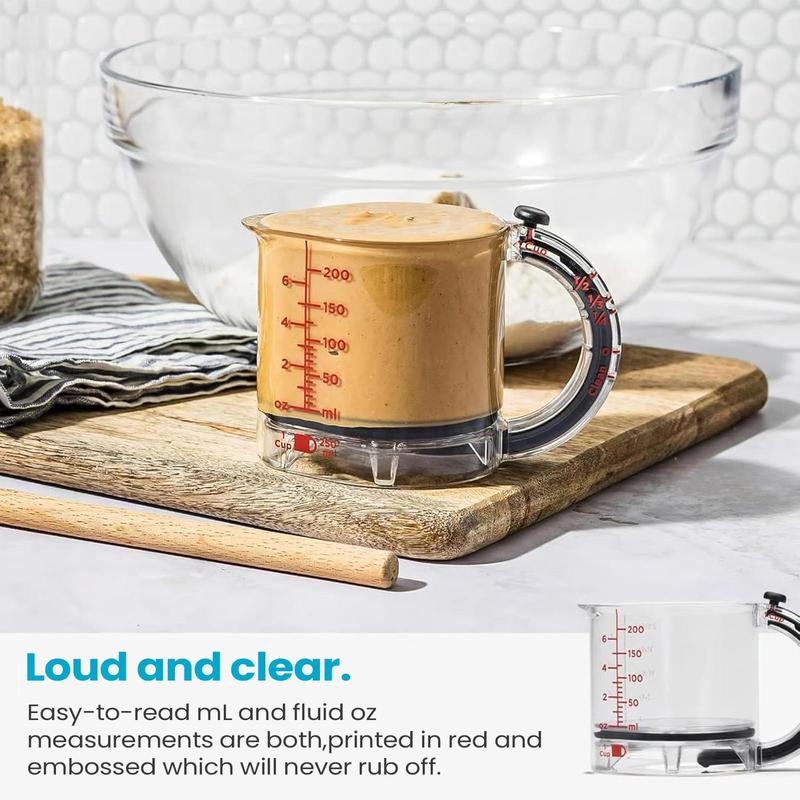 4-in-1 Adjustable Measuring Cup Multi-Functional Measuring Cup with Scraper-Style Seal Base Measurings Cube Cups for Cooking