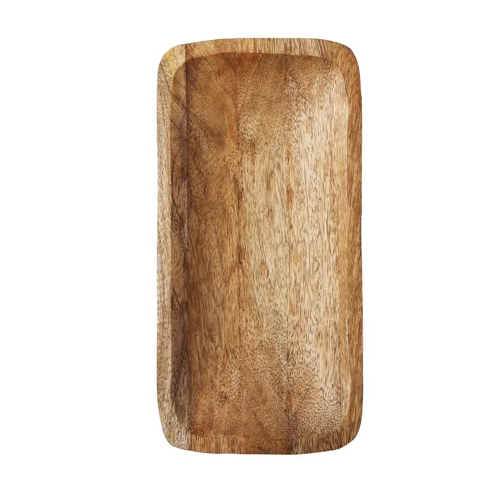 Hand Carved Wood Tray 12x6 Rustic Decorative Holder Natural Grain Flowers or Home Accent Display
