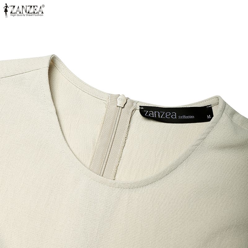 ZANZEA Women Casual Round Neck Solid Color Sleeveless Long Dress