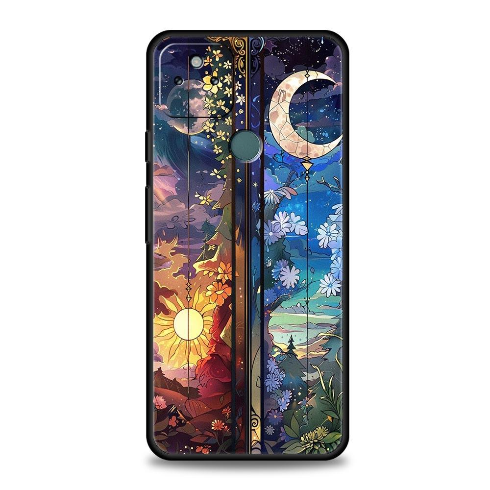 Beautiful Sun Moon Glass Phone Case Cover for Google Pixel 10 9 8 7 6 9A 8A 7A 6A Pro Shockproof Soft TPU 10 Pro XL Shell Fundas