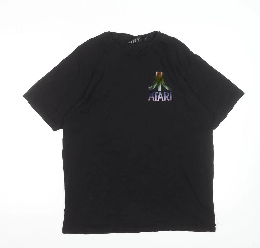 Atari Men's Black Medium Graphic Print Cotton T-Shirt