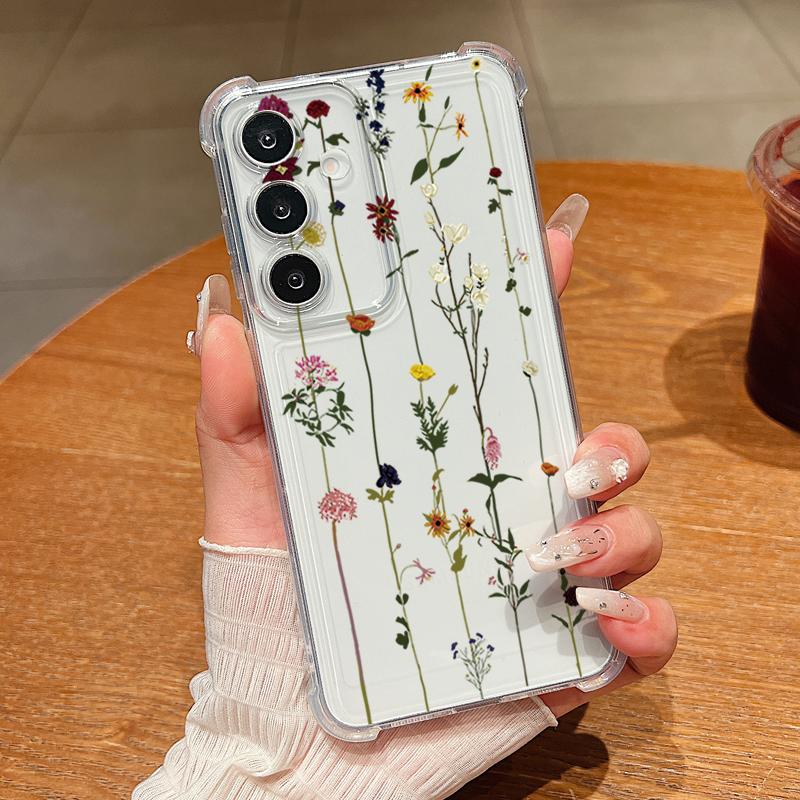 Little Flowers Patterned Phone Case For Samsung Galaxy S26 S25 S24 S23 Ultra S22 Plus S21 S24 S25 FE Clear Shockproof Soft Cover