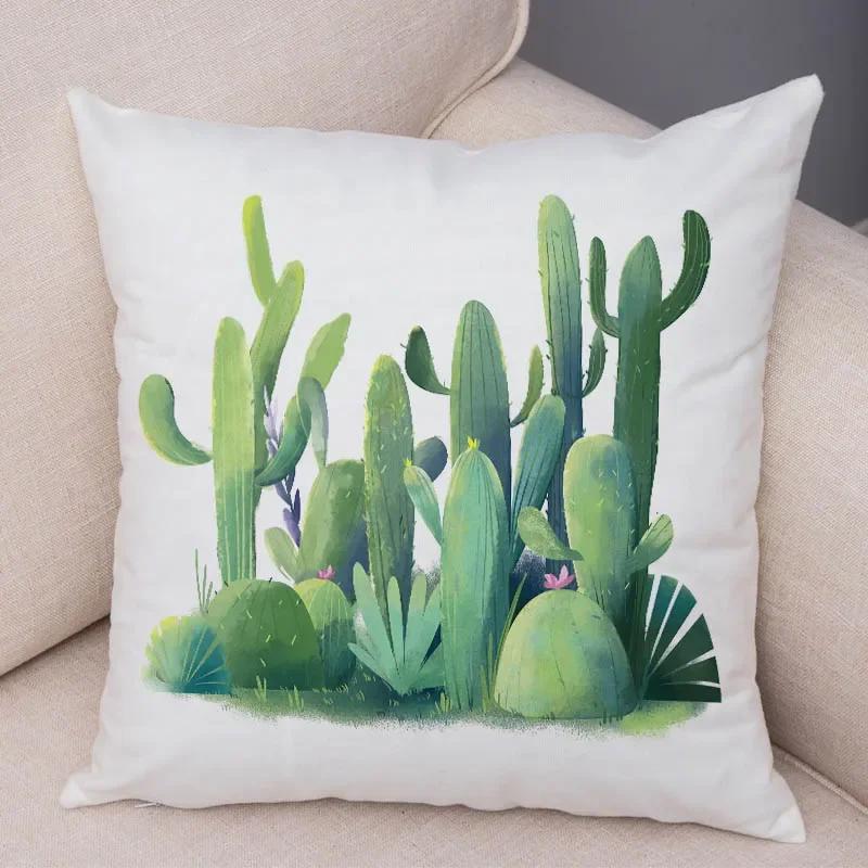 

Акварельный кактус, сочное растение, принт, наволочка для подушки для дома, гостиной, дивана, украшения для автомобиля, декоративная подушка 66x66cm
