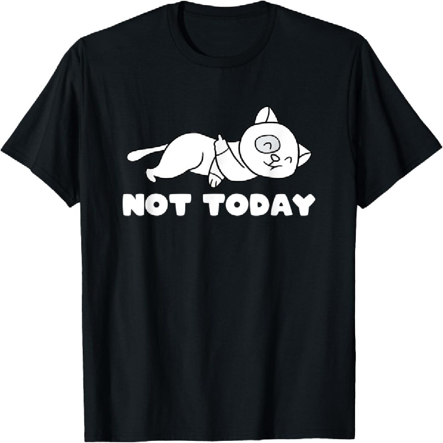 Not Today Cat With Middle Finger Lazy Cat Lover T-Shirt(1) S