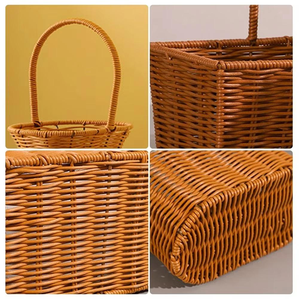 Hand-Woven Imitation Rattan Basket Willow Rattan Picnic Weaving Basket Flower Girl