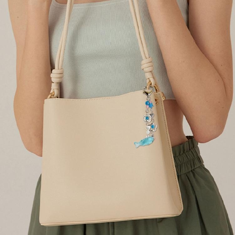 Whale Pendant Beaded Keychain Ocean Animal Keyring Mobile Phone Accessories Fashionable Cellphone Lanyard Decoration