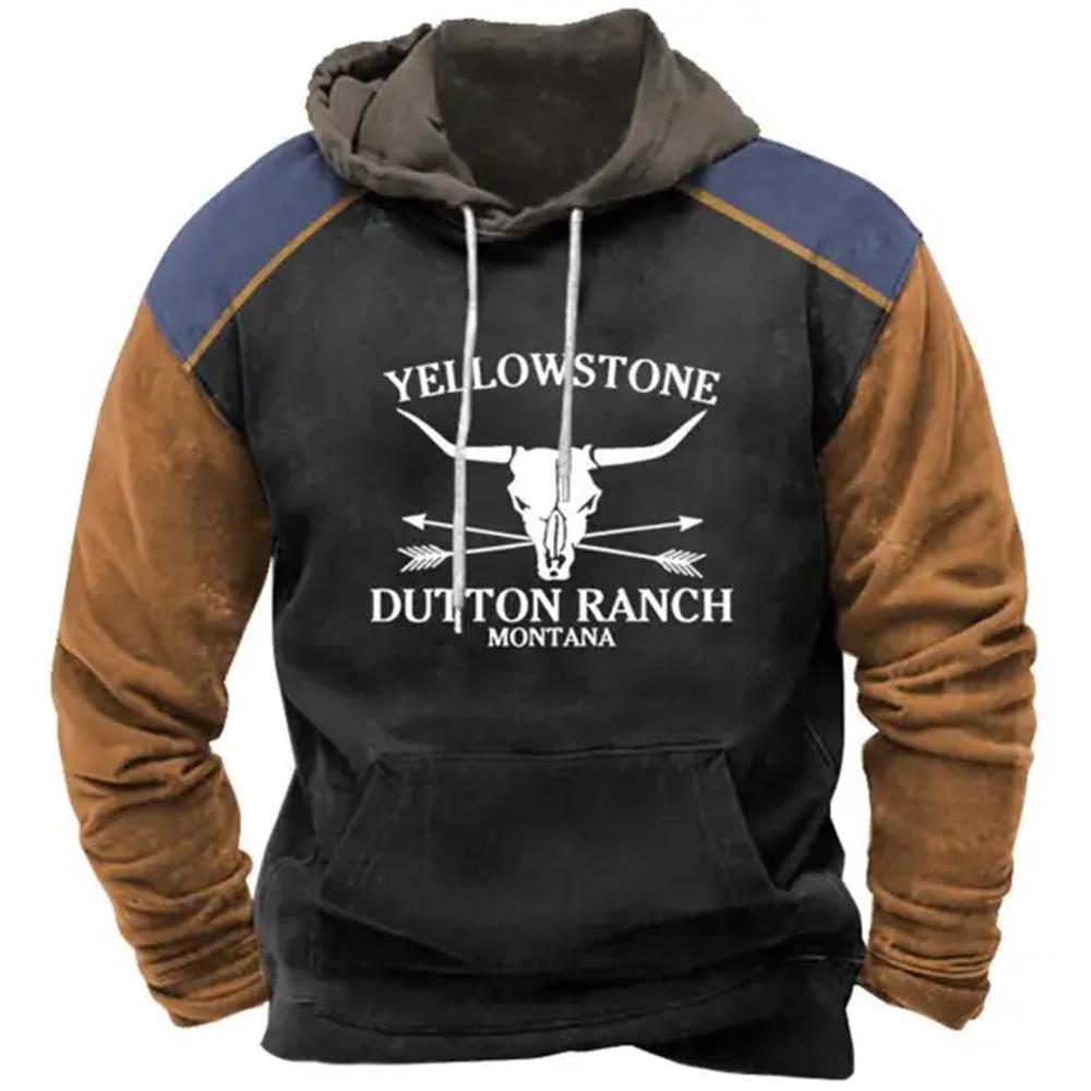 Mikiny s kapucí Pánská mikina s kapucí 3D kovbojský tištěný svetr Nadměrné pánské tílko Pánské volné vintage oblečení Yellowstone