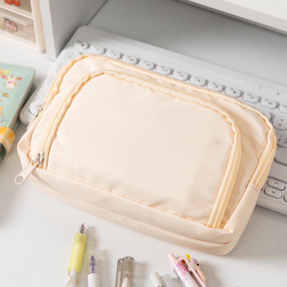 Large Capacity Front-Opening Pencil Case for Students - Simple and Girly