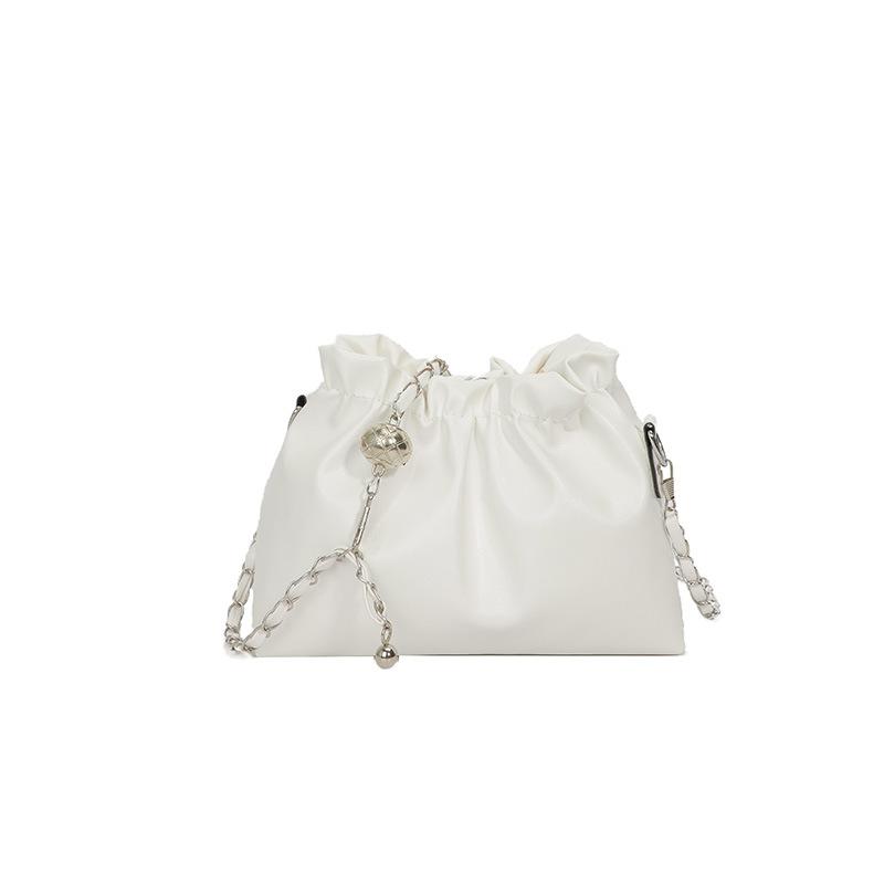 Niche Versatile Pleated Cloud Bag Women's New Chain Solid Color Shoulder Messenger Bag Texture Commuter Bucket Bag