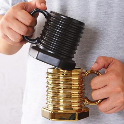 3D Screw Shape Ceramic Mug Coffee Mugs Porcelain Gift Mug Durable Breakfast Milk Drinking Water Cup For Home Office
