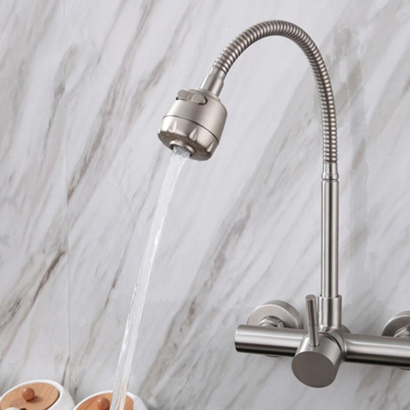 Wall Mounted Kitchen Faucet With Ceramic Cartridges Washbasin Mixing Switches 360 Degree Rotate Sprayers Faucet Enduring