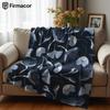 Indigo Floral & Leaves Ultra Soft Sherpa Fleece Blanket Fluffy Warm Halloween Cozy Throw for Sofa Couch Bedroom Gift All Season