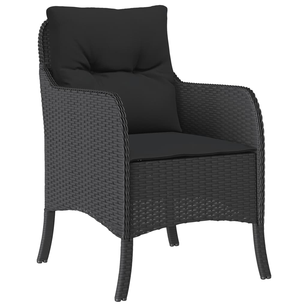 Vidaxl 5-Cz. Garden Furniture Set With Cushions, Black, Poly Rattan