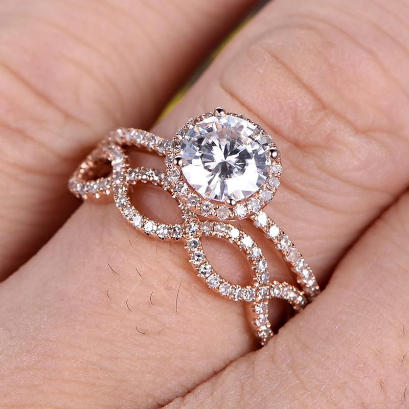 Buy Sparkly Lavish Round Cut Crystal Jewelry Ring Set for Women Banquet