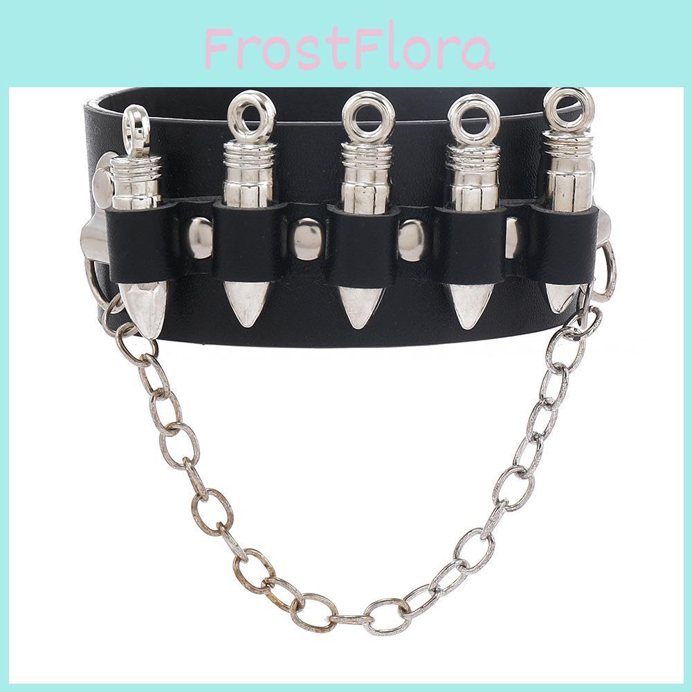 Gothic Skeleton And Bullet Design Neutral Chain Leather Handpiece For Halloween Accessories Summer