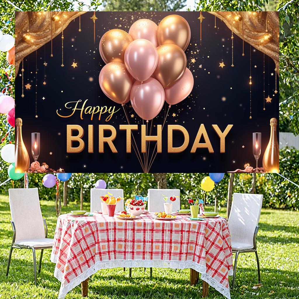 Sparkle Background Champagne Glasses Birthday Display Cheers Display Pink Balloons Party Backdrop For Women's Gathering Festive