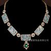 Socialite Temperament Grandmother Green Water Necklace Earring Set Light Luxury Fashion High-end Elegant Accessories Cross-border