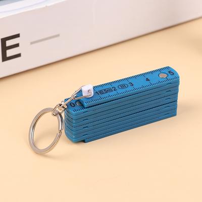 1Pc 0.5 Meter 10 Fold Keychain Plastic High Precision Folding Ruler Can Be Stored For Travel Woodworking Bricklaying Home Diy