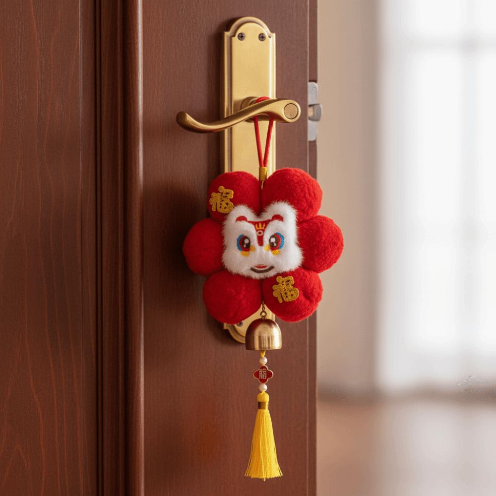 Traditional Chinese New Year Pendant Chinese Style Flower Shaped Zodiac Horse Pendant with Tassel Bell Hanging