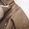 Women's Suede and Lambswool Motorcycle Jacket - Warm Fleece Coat for Autumn and Winter