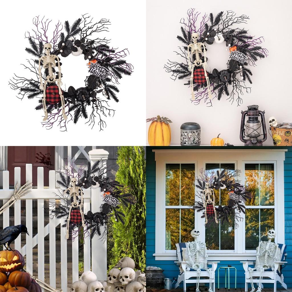 Charming American Country Style Halloween Skeleton Pumpkin Door Wreath Decoration